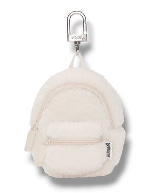 PINK Victoria's Secret Cream Shearling Mini Backpack Keychain NWT